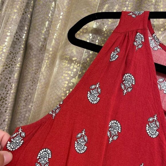 Old Navy Brick Red Paisley Print Sleeveless Maxi Dress, Large - Picture 6 of 9